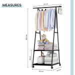 MAGIC SELECT Triangular Coat Stand with Top Bar and 2 Fabric Shelves for Lower Storage. Independent and Durable Clothes Rack. Coat Rack for Hallway, Hallway, Dressing Room. - Image 2