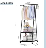 MAGIC SELECT Triangular Coat Stand with Top Bar and 2 Fabric Shelves for Lower Storage. Independent and Durable Clothes Rack. Coat Rack for Hallway, Hallway, Dressing Room. - Image 2