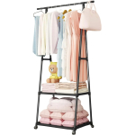 MAGIC SELECT Triangular Coat Stand with Top Bar and 2 Fabric Shelves for Lower Storage. Independent and Durable Clothes Rack. Coat Rack for Hallway, Hallway, Dressing Room.