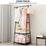 MAGIC SELECT Triangular Coat Stand with Top Bar and 2 Fabric Shelves for Lower Storage. Independent and Durable Clothes Rack. Coat Rack for Hallway, Hallway, Dressing Room. - Image 3