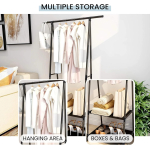 MAGIC SELECT Triangular Coat Stand with Top Bar and 2 Fabric Shelves for Lower Storage. Independent and Durable Clothes Rack. Coat Rack for Hallway, Hallway, Dressing Room. - Image 4