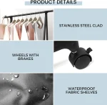 MAGIC SELECT Triangular Coat Stand with Top Bar and 2 Fabric Shelves for Lower Storage. Independent and Durable Clothes Rack. Coat Rack for Hallway, Hallway, Dressing Room. - Image 5