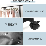 MAGIC SELECT Triangular Coat Stand with Top Bar and 2 Fabric Shelves for Lower Storage. Independent and Durable Clothes Rack. Coat Rack for Hallway, Hallway, Dressing Room. - Image 5