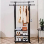 Clothes rack and shoe shelf 98x35x163 cm 8903 Clothes rack on wheels Детальніше: https://kanctovar.com.ua/ua/p2330836899-stojka-veshalka-dlya.html - Image 2