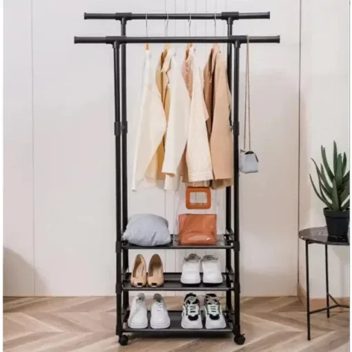 Clothes rack and shoe shelf 98x35x163 cm 8903 Clothes rack on wheels Детальніше: https://kanctovar.com.ua/ua/p2330836899-stojka-veshalka-dlya.html - Image 2