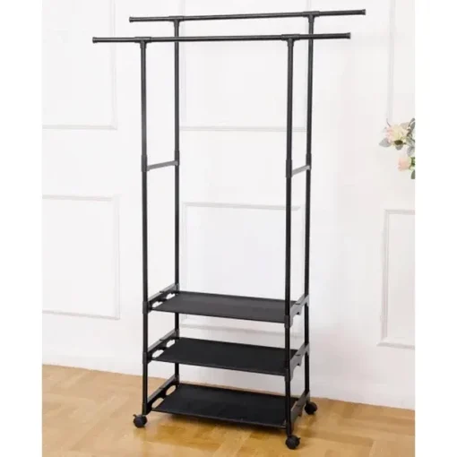 Clothes rack and shoe shelf 98x35x163 cm 8903 Clothes rack on wheels Детальніше: https://kanctovar.com.ua/ua/p2330836899-stojka-veshalka-dlya.html - Image 3
