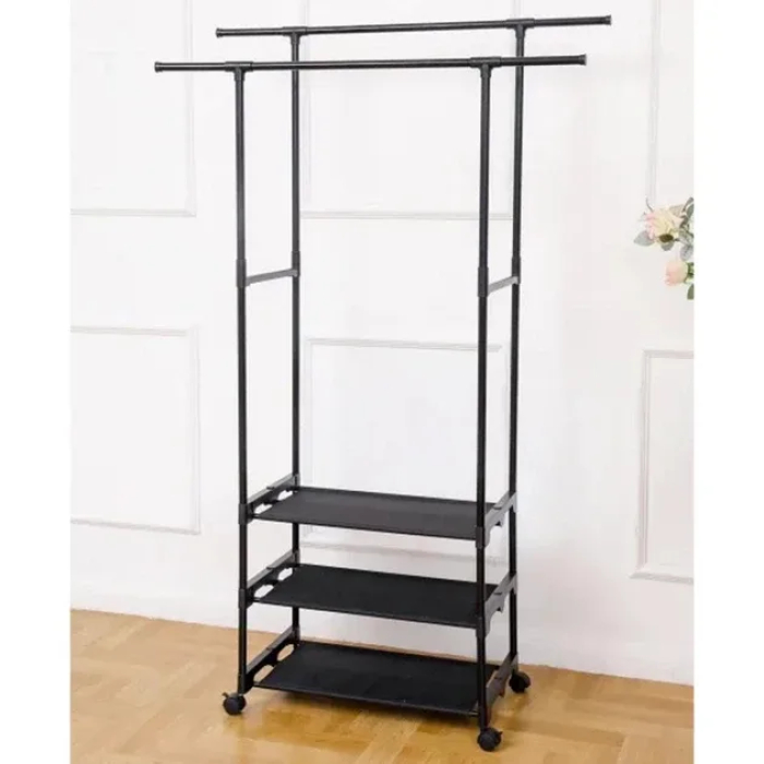 Clothes rack and shoe shelf 98x35x163 cm 8903 Clothes rack on wheels Детальніше: https://kanctovar.com.ua/ua/p2330836899-stojka-veshalka-dlya.html - Image 3