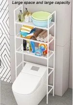 Toilet Racks That Go Over The Toilet White, PP Environmental Protection Material, Black and White, Easy Installation, Stable Freestanding Toilet Rack Storage Shelves - Image 2