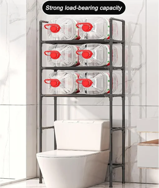 Toilet Racks That Go Over The Toilet White, PP Environmental Protection Material, Black and White, Easy Installation, Stable Freestanding Toilet Rack Storage Shelves - Image 3