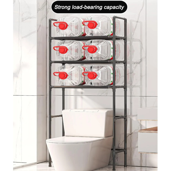 Toilet Racks That Go Over The Toilet White, PP Environmental Protection Material, Black and White, Easy Installation, Stable Freestanding Toilet Rack Storage Shelves - Image 3