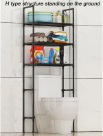 Toilet Racks That Go Over The Toilet White, PP Environmental Protection Material, Black and White, Easy Installation, Stable Freestanding Toilet Rack Storage Shelves - Image 4
