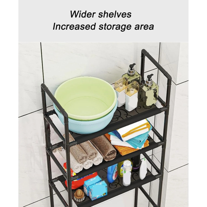 Toilet Racks That Go Over The Toilet White, PP Environmental Protection Material, Black and White, Easy Installation, Stable Freestanding Toilet Rack Storage Shelves - Image 5