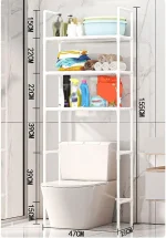 Toilet Racks That Go Over The Toilet White, PP Environmental Protection Material, Black and White, Easy Installation, Stable Freestanding Toilet Rack Storage Shelves - Image 7