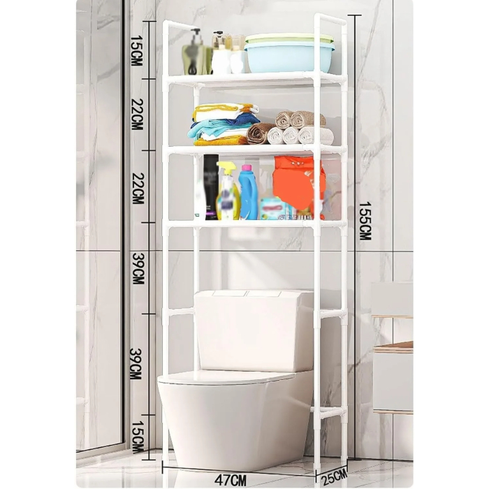 Toilet Racks That Go Over The Toilet White, PP Environmental Protection Material, Black and White, Easy Installation, Stable Freestanding Toilet Rack Storage Shelves - Image 7