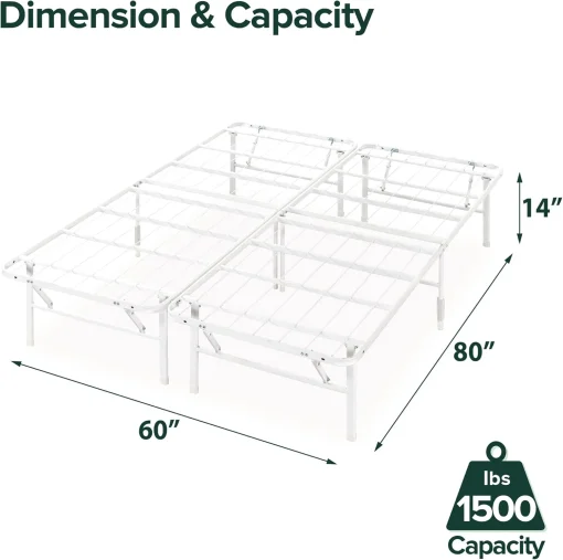ZINUS SmartBase Tool-Free Assembly Mattress Foundation, 14 Inch Metal Platform Bed Frame, No Box Spring Needed, Sturdy Steel Frame, Underbed Storage, White, Queen - Image 5