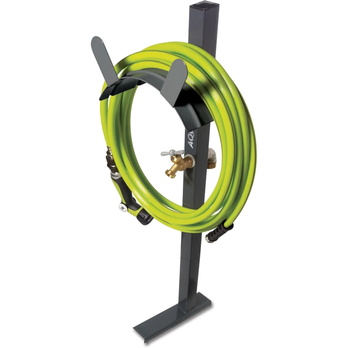 Aqua Joe Steel Garden Hose Stand with Brass Faucet and Quick Install Anchor Base, Gray - Heavy-Duty Standing Tool for Garage, Backyard, and Patio - Outdoor Gardening System Accessories - Image 9