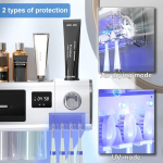 TINS UV Sanitizer Toothbrush for Bathroom, UV Sanitizer Toothbrush Holder, Wall Teeth, Automatic Toothpaste Dispenser, Toothbrush Organizer, USB Charging, 2000 mAh Battery-Green - Image 2