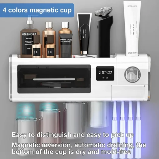 TINS UV Sanitizer Toothbrush for Bathroom, UV Sanitizer Toothbrush Holder, Wall Teeth, Automatic Toothpaste Dispenser, Toothbrush Organizer, USB Charging, 2000 mAh Battery-Green - Image 8