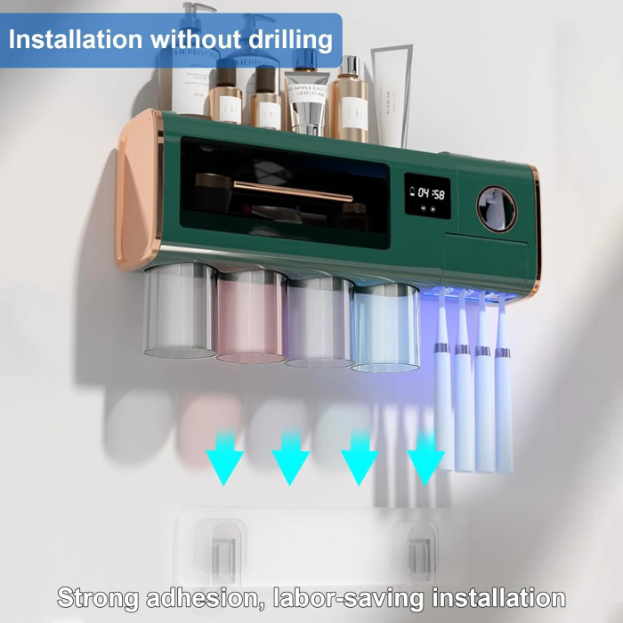 TINS UV Sanitizer Toothbrush for Bathroom, UV Sanitizer Toothbrush Holder, Wall Teeth, Automatic Toothpaste Dispenser, Toothbrush Organizer, USB Charging, 2000 mAh Battery-Green - Image 6