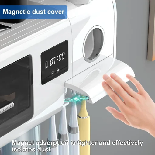 TINS UV Sanitizer Toothbrush for Bathroom, UV Sanitizer Toothbrush Holder, Wall Teeth, Automatic Toothpaste Dispenser, Toothbrush Organizer, USB Charging, 2000 mAh Battery-Green - Image 3