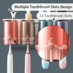 Toothbrush Holder for Bathroom Wall Mounted - Toothbrush Holders - Bathroom Toothbrush Holder Set - Bathroom Organizer Storage Accessories Set for Kids with Magnetic Cup and Toothbrush Organizer Slots - Image 3
