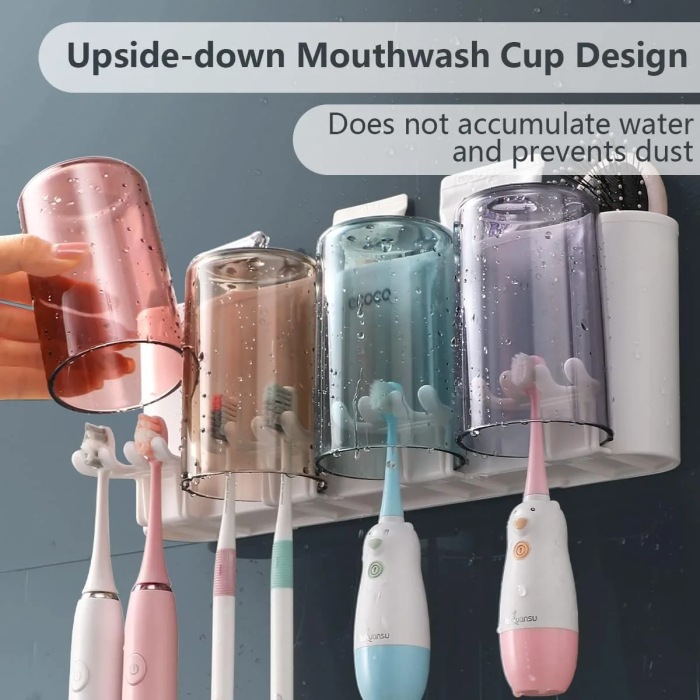 Toothbrush Holder for Bathroom Wall Mounted - Toothbrush Holders - Bathroom Toothbrush Holder Set - Bathroom Organizer Storage Accessories Set for Kids with Magnetic Cup and Toothbrush Organizer Slots - Image 4