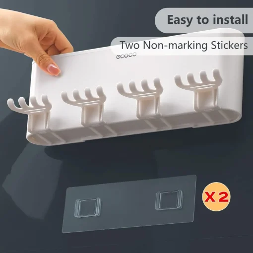 Toothbrush Holder for Bathroom Wall Mounted - Toothbrush Holders - Bathroom Toothbrush Holder Set - Bathroom Organizer Storage Accessories Set for Kids with Magnetic Cup and Toothbrush Organizer Slots - Image 5