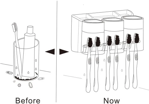 OHELIGO Fancy 3 Cups Anti-dust Toothbrush Holder with Toothpaste Rack Organizer Wall Mount self-Adhesive Magic Sticker Glue in Home Decor for Bathroom washbasin Accessories in Plastic - Image 8
