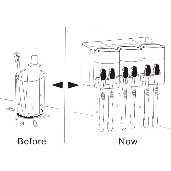 OHELIGO Fancy 3 Cups Anti-dust Toothbrush Holder with Toothpaste Rack Organizer Wall Mount self-Adhesive Magic Sticker Glue in Home Decor for Bathroom washbasin Accessories in Plastic - Image 8
