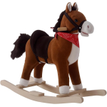 Qaba Kids Ride on Rocking Horse Plush Toy with Realistic Sounds and Red Scarf for Over 3 Years Old Birth Gift - Image 2