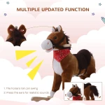 Qaba Kids Ride on Rocking Horse Plush Toy with Realistic Sounds and Red Scarf for Over 3 Years Old Birth Gift - Image 4