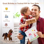 Qaba Kids Ride on Rocking Horse Plush Toy with Realistic Sounds and Red Scarf for Over 3 Years Old Birth Gift - Image 6