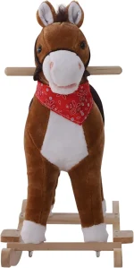 Qaba Kids Ride on Rocking Horse Plush Toy with Realistic Sounds and Red Scarf for Over 3 Years Old Birth Gift - Image 8