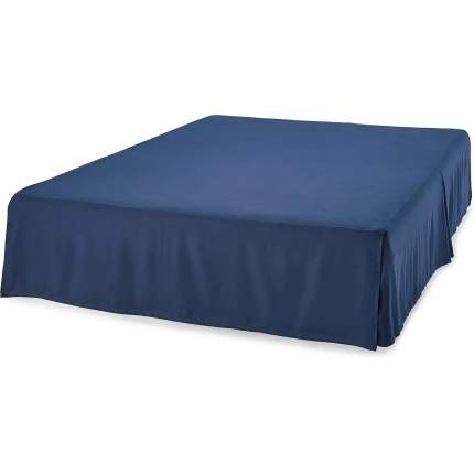 Amazon Basics Lightweight Pleated Bed Skirt, Full, Navy Blue, Soli