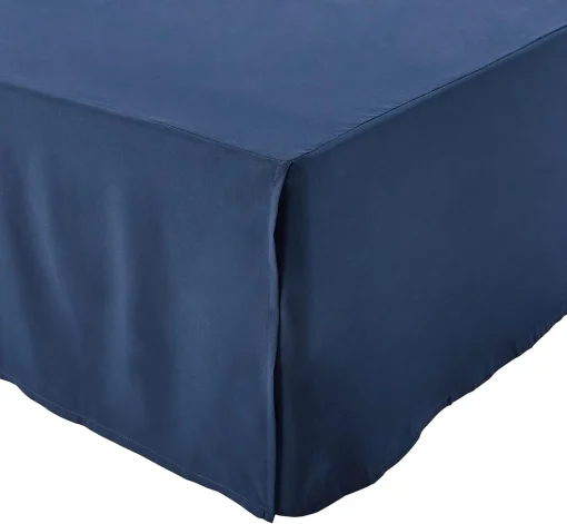 Amazon Basics Lightweight Pleated Bed Skirt, Full, Navy Blue, Soli - Image 2