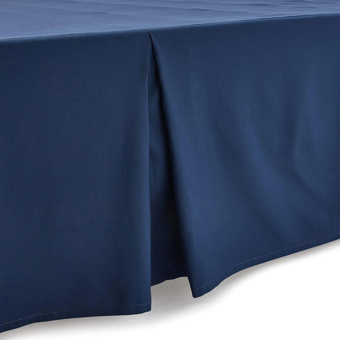 Amazon Basics Lightweight Pleated Bed Skirt, Full, Navy Blue, Soli - Image 4