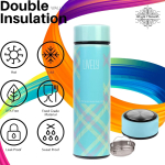 Style Homes Double Wall Vacuum Insulated Stainless Steel Thermos BPA Free Travel Water Bottle 480ml - Hot & Cold for 12 Hours, Sky Blue (Levelly) - Image 2
