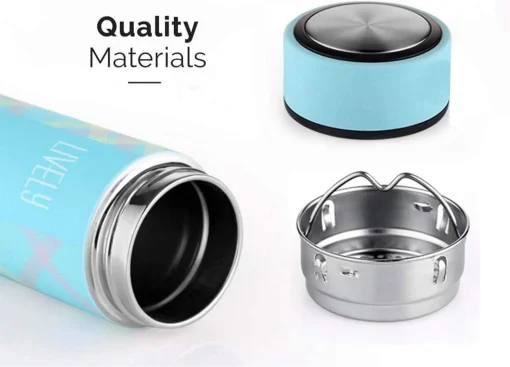 Style Homes Double Wall Vacuum Insulated Stainless Steel Thermos BPA Free Travel Water Bottle 480ml - Hot & Cold for 12 Hours, Sky Blue (Levelly) - Image 6