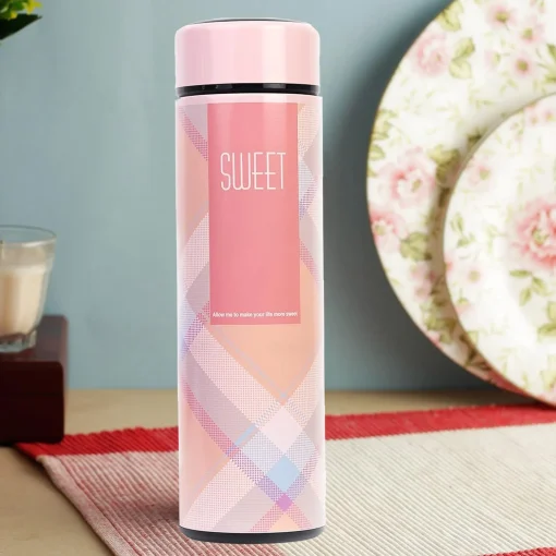 Style Homes Double Wall Vacuum Insulated Stainless Steel Thermos BPA Free Travel Water Bottle 480ml - Keeps Hot and Cold Drinks Cold for 12 Hours, Pink (Sweet) - Image 2