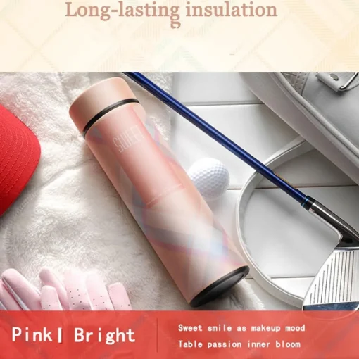 Style Homes Double Wall Vacuum Insulated Stainless Steel Thermos BPA Free Travel Water Bottle 480ml - Keeps Hot and Cold Drinks Cold for 12 Hours, Pink (Sweet) - Image 6