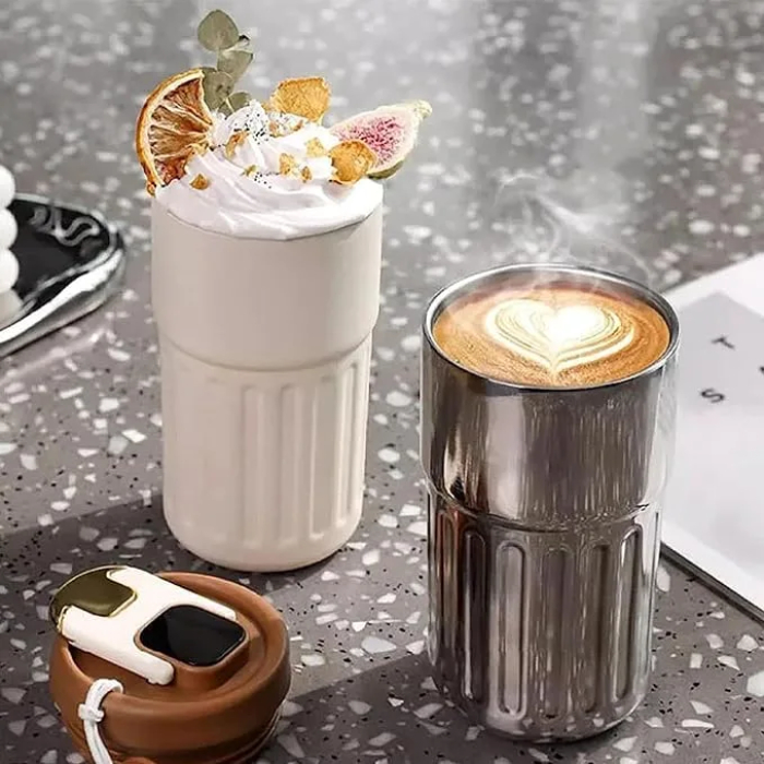 Yelona Insulated Vacuum Coffee Tumbler | Flask With 6-Hour Temperature Lock-In Technology - (420 Ml, Brown) - Stainless Steel - Image 5