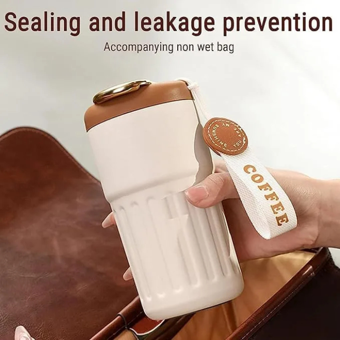 Yelona Insulated Vacuum Coffee Tumbler | Flask With 6-Hour Temperature Lock-In Technology - (420 Ml, Brown) - Stainless Steel - Image 6