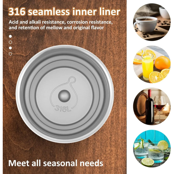 Yelona Insulated Vacuum Coffee Tumbler | Flask With 6-Hour Temperature Lock-In Technology - (420 Ml, Brown) - Stainless Steel - Image 7