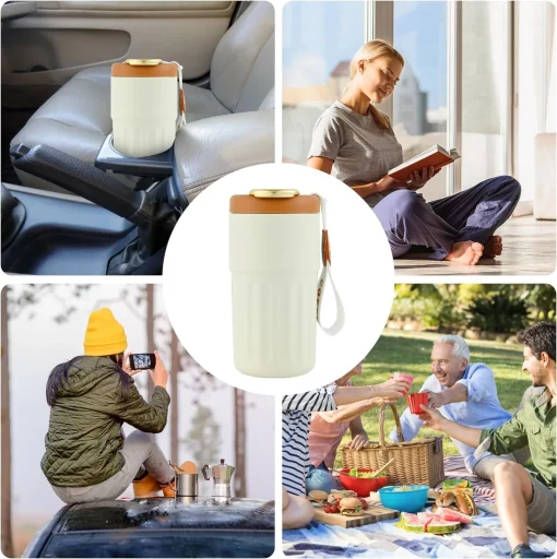 Yelona Insulated Vacuum Coffee Tumbler | Flask With 6-Hour Temperature Lock-In Technology - (420 Ml, Brown) - Stainless Steel - Image 8