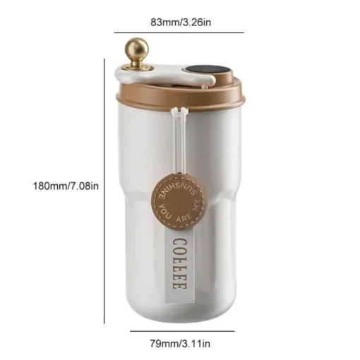 Yelona Insulated Vacuum Coffee Tumbler | Flask With 6-Hour Temperature Lock-In Technology - (420 Ml, Brown) - Stainless Steel - Image 9