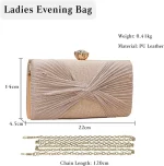 CORIOS Sequin Clutch Bag Pleated Evening Bag for Women Bridal Wedding Purse Sparkly Rhinestone Handbag Crystal Shoulder Bag - Image 3