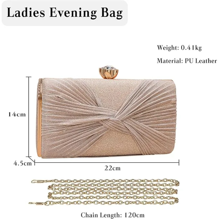 CORIOS Sequin Clutch Bag Pleated Evening Bag for Women Bridal Wedding Purse Sparkly Rhinestone Handbag Crystal Shoulder Bag - Image 3