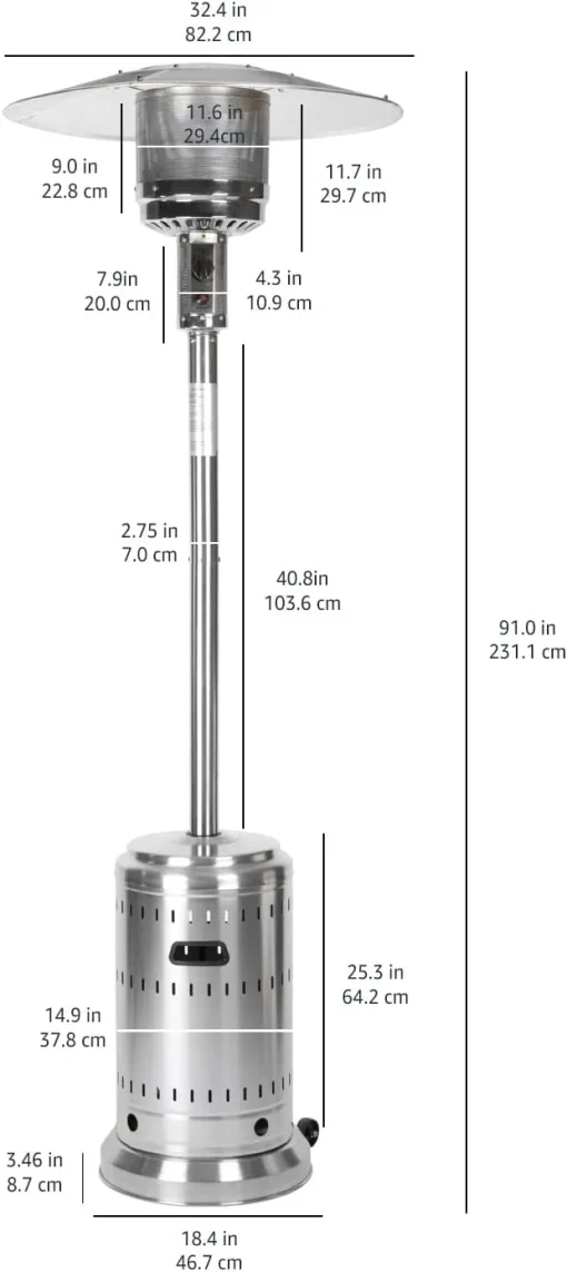 AmazonBasics patio heater, mushroom heater, steel. - Image 7