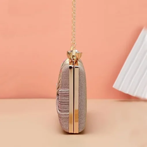 CORIOS Sequin Clutch Bag Pleated Evening Bag for Women Bridal Wedding Purse Sparkly Rhinestone Handbag Crystal Shoulder Bag - Image 6