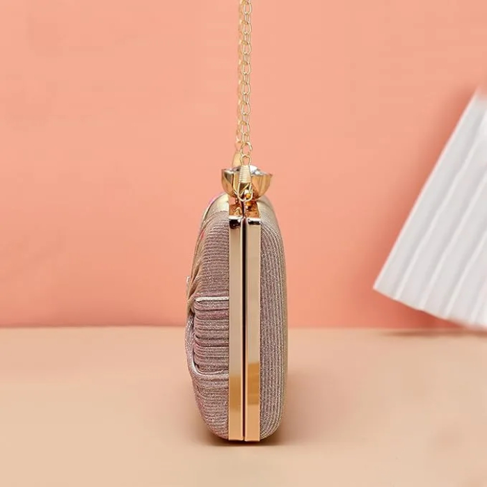 CORIOS Sequin Clutch Bag Pleated Evening Bag for Women Bridal Wedding Purse Sparkly Rhinestone Handbag Crystal Shoulder Bag - Image 6